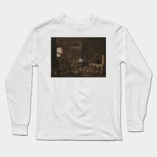 An Alchemist in his Laboratory by Mattheus van Helmont Long Sleeve T-Shirt